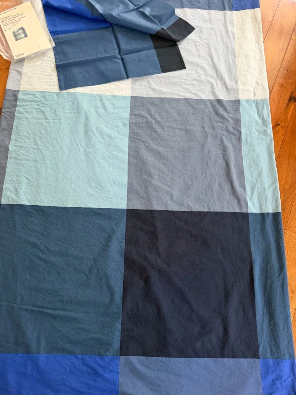 IKEA BRUNKRISSLA Blue Plaid Full/Queen Duvet Cover & Shams Set